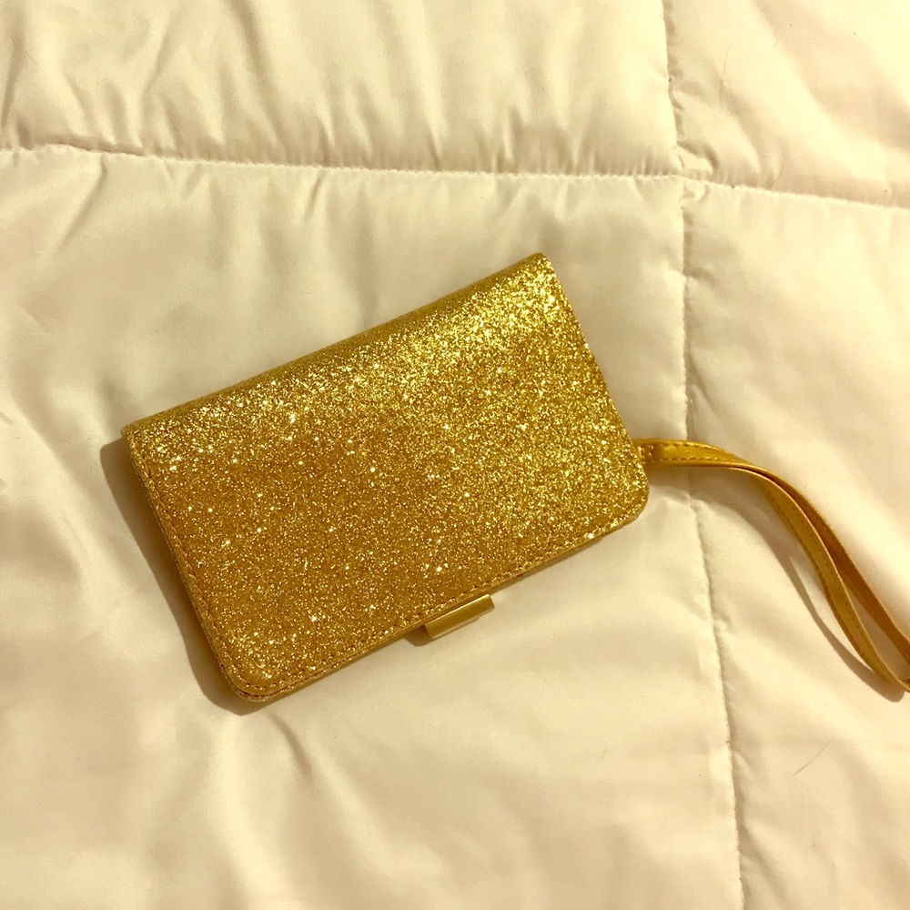 Gold glittery clutch/wristlet